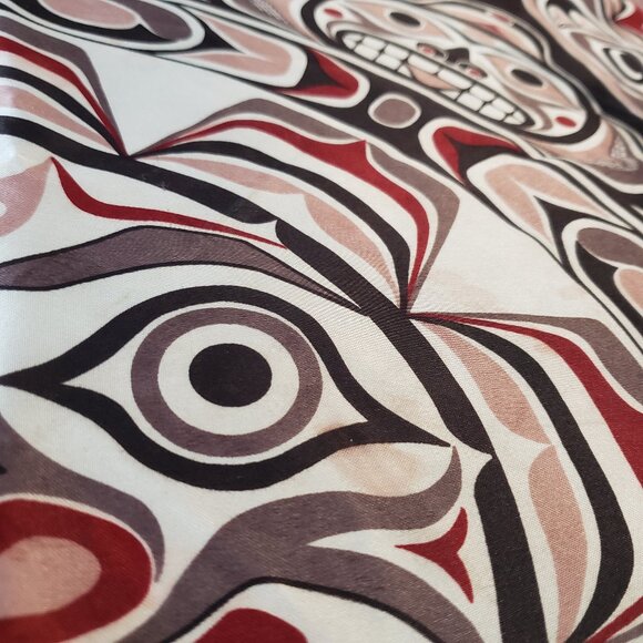 Inuit Formline First Nations scarf 27"x27" SKEMO Eleanor Paine Indian Sunface - Picture 10 of 10